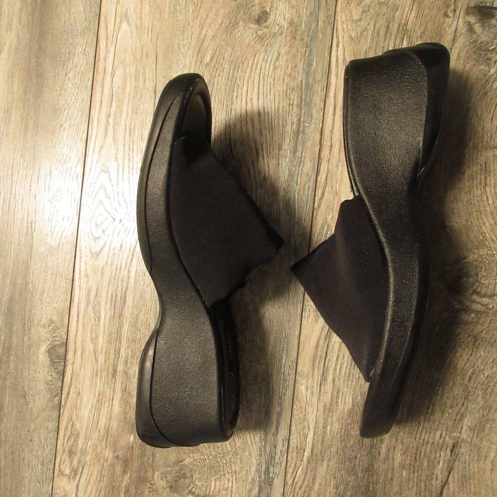 Vintage Xhilaration Wedge Sandals 7 Black Platform Slide 90s Y2K Chunky Grunge - Picture 9 of 11